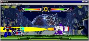 Ginrai y God Bomber contra Galavatron en modo arma